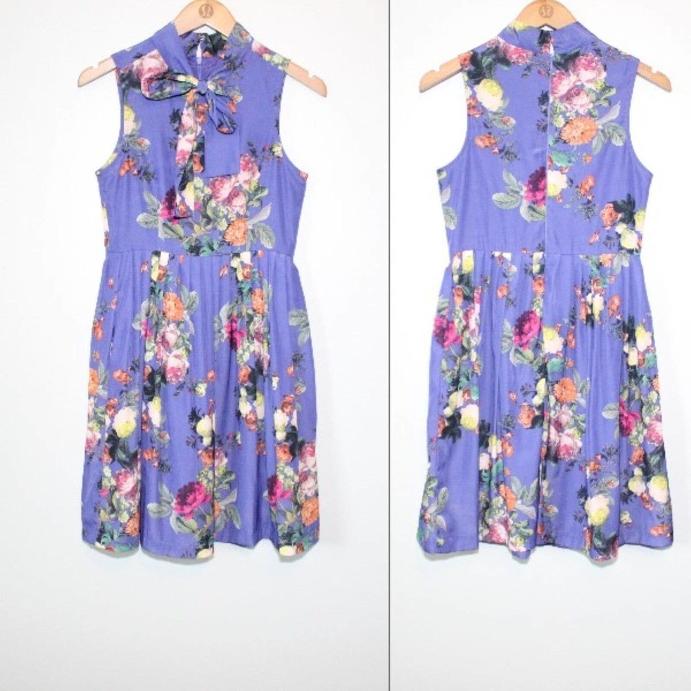 ✨2/$20 ModCloth Bea & Dot Floral Fit Flare Dress Lay of the Landscape XS H14784 - Picture 11 of 12